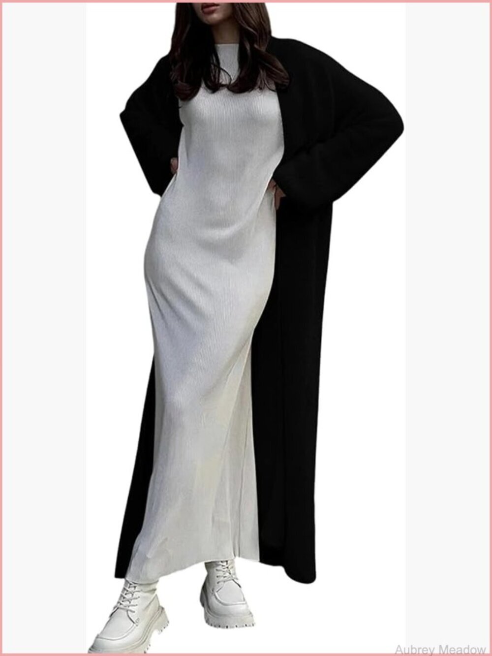 Oversized Fuzzy Knit Duster Cardigan Sweater Open Front Long Sleeve